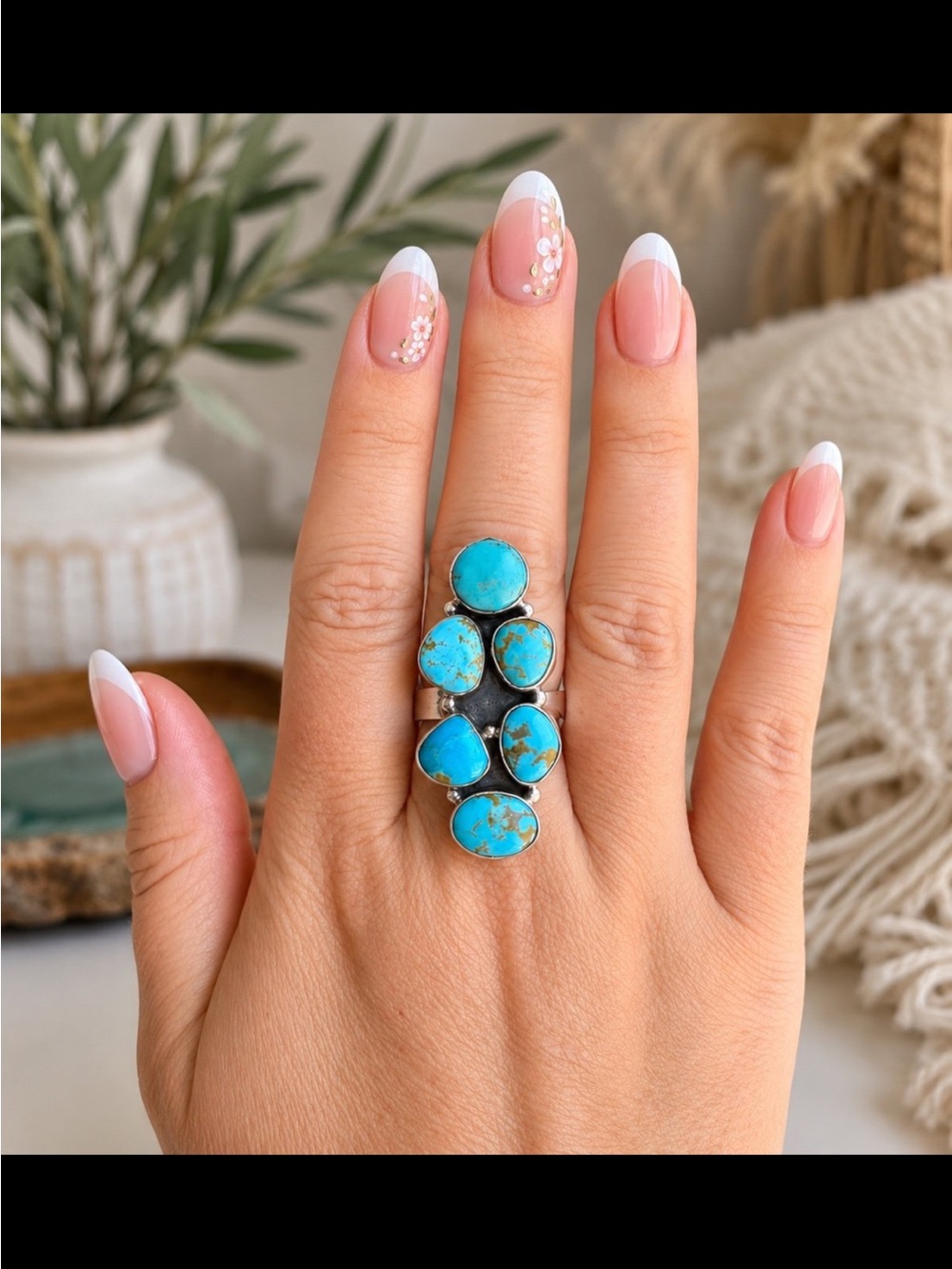 Blue Ridge Turquoise Adjustable Sterling Silver Ring 🦋